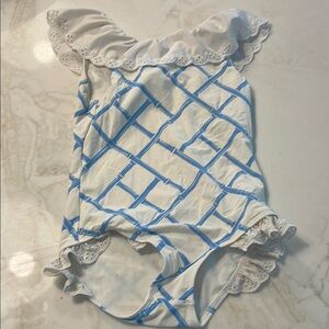 White and Blue Beaufort Bonnet swimsuit
